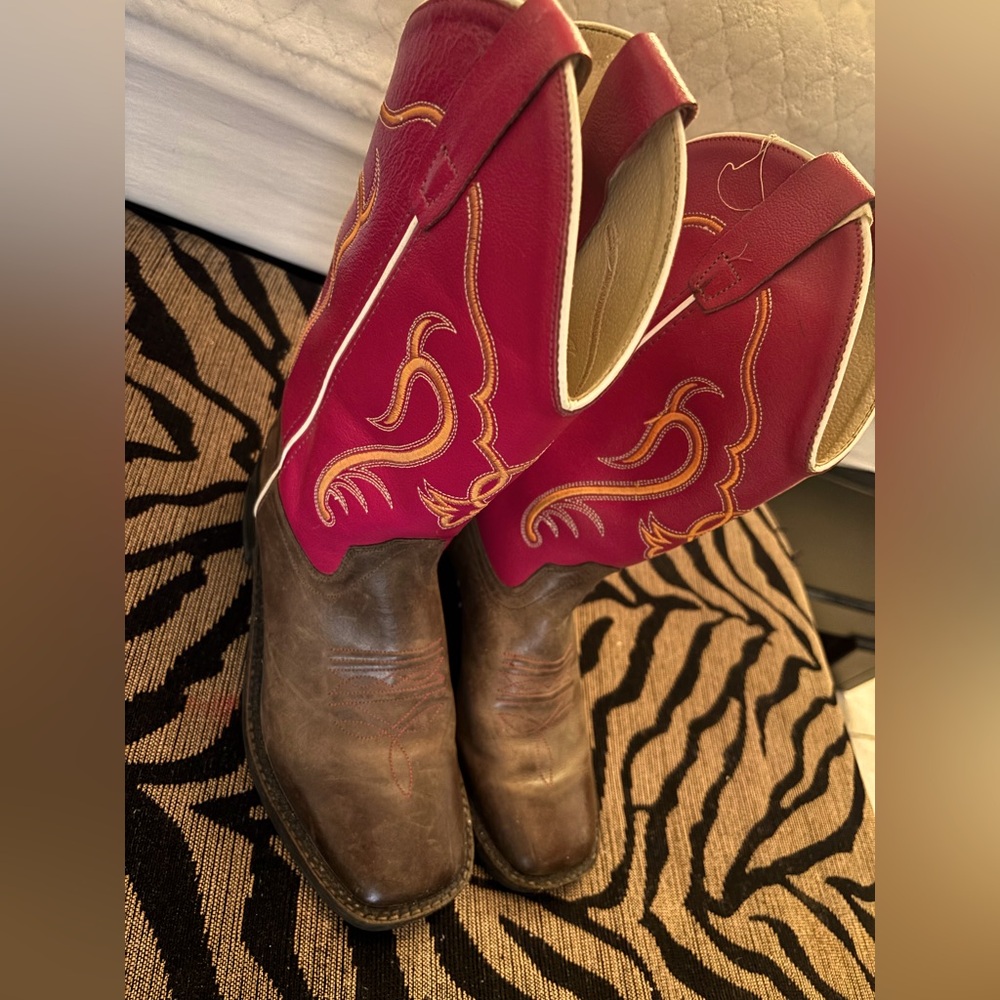 Pink and Brown leather Western Cowboy Boots